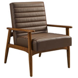 27 Inch Horizontal Channel Tufted Vegan Leather Accent Chair