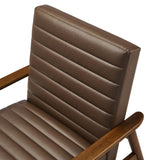 27 Inch Horizontal Channel Tufted Vegan Leather Accent Chair