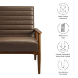27 Inch Horizontal Channel Tufted Vegan Leather Accent Chair