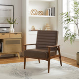 27 Inch Horizontal Channel Tufted Vegan Leather Accent Chair