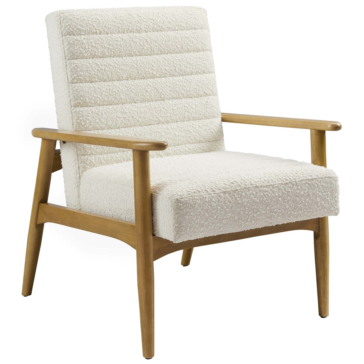 27 Inch Horizontal Channel Tufted Boucle Fabric Accent Chair