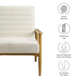 27 Inch Horizontal Channel Tufted Boucle Fabric Accent Chair