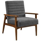 27 Inch Horizontal Channel Tufted Boucle Fabric Accent Chair