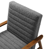 27 Inch Horizontal Channel Tufted Boucle Fabric Accent Chair