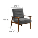 27 Inch Horizontal Channel Tufted Boucle Fabric Accent Chair