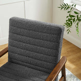 27 Inch Horizontal Channel Tufted Boucle Fabric Accent Chair