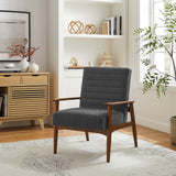 27 Inch Horizontal Channel Tufted Boucle Fabric Accent Chair