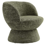28 Inch Chenille Fabric Swivel Barrel Accent Chair