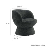 28 Inch Chenille Fabric Swivel Barrel Accent Chair