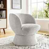 28 Inch Chenille Fabric Swivel Barrel Accent Chair