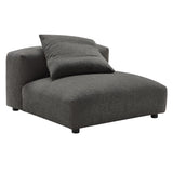 91 Inch Modular Upholstered Fabric Armless Chair and Ottoman Set