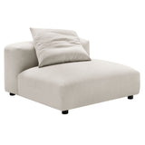 91 Inch Modular Upholstered Fabric Armless Chair and Ottoman Set