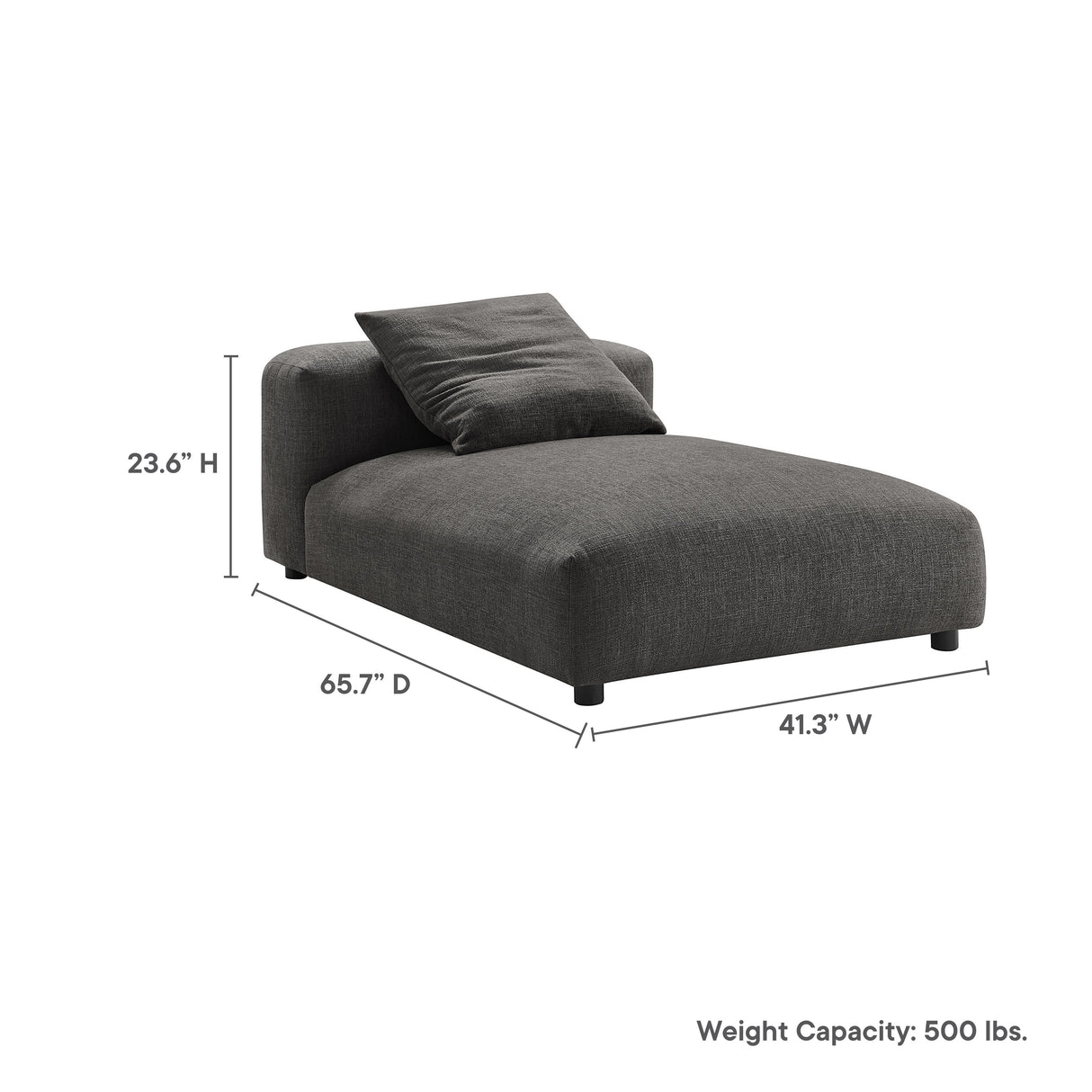 41 Inch Woven Fabric Modular Armless Chaise Lounge