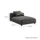 41 Inch Woven Fabric Modular Armless Chaise Lounge