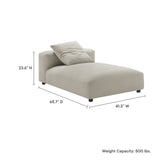41 Inch Woven Fabric Modular Armless Chaise Lounge