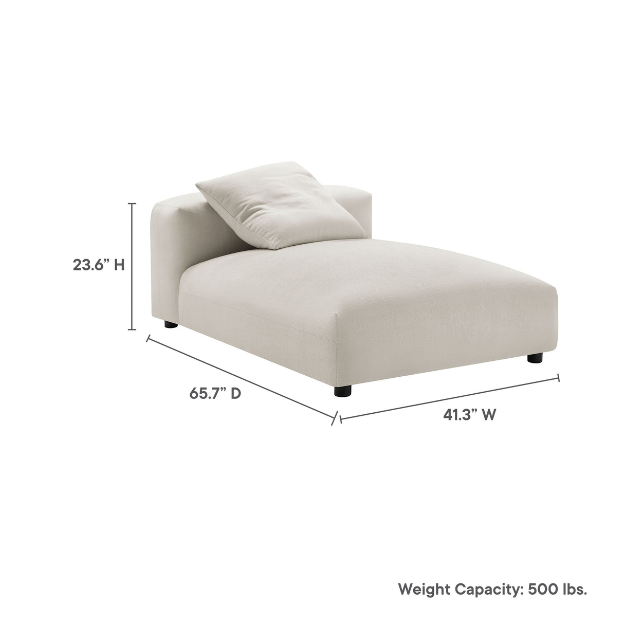 41 Inch Woven Fabric Modular Armless Chaise Lounge