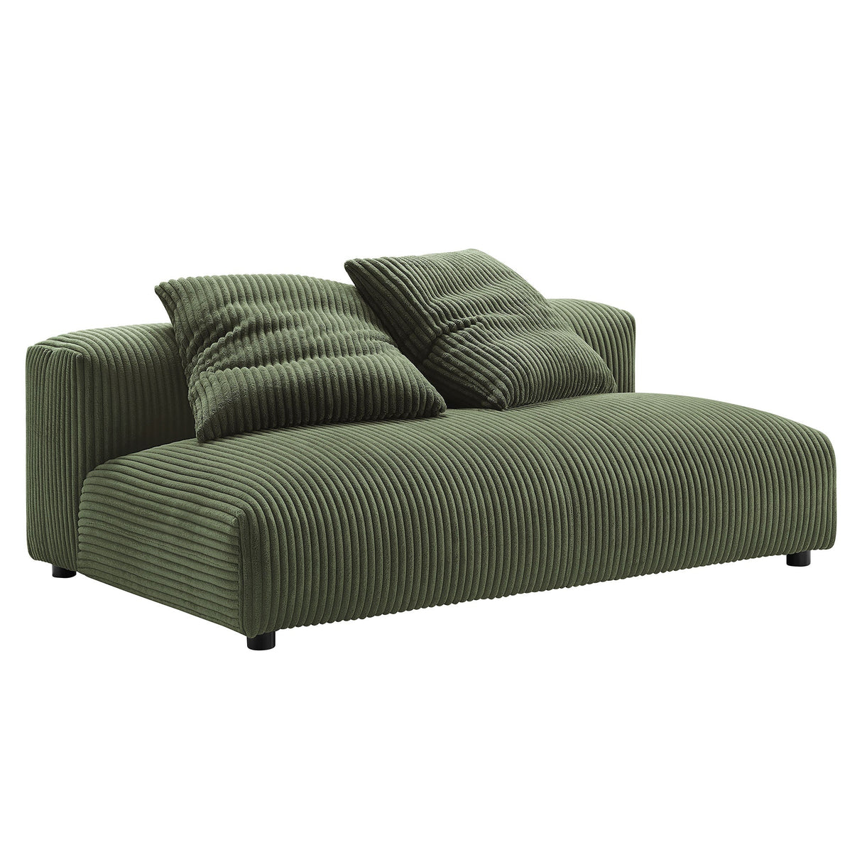 2 Piece 91" Modular Corduroy Upholstered Armless Loveseat and Ottoman Set