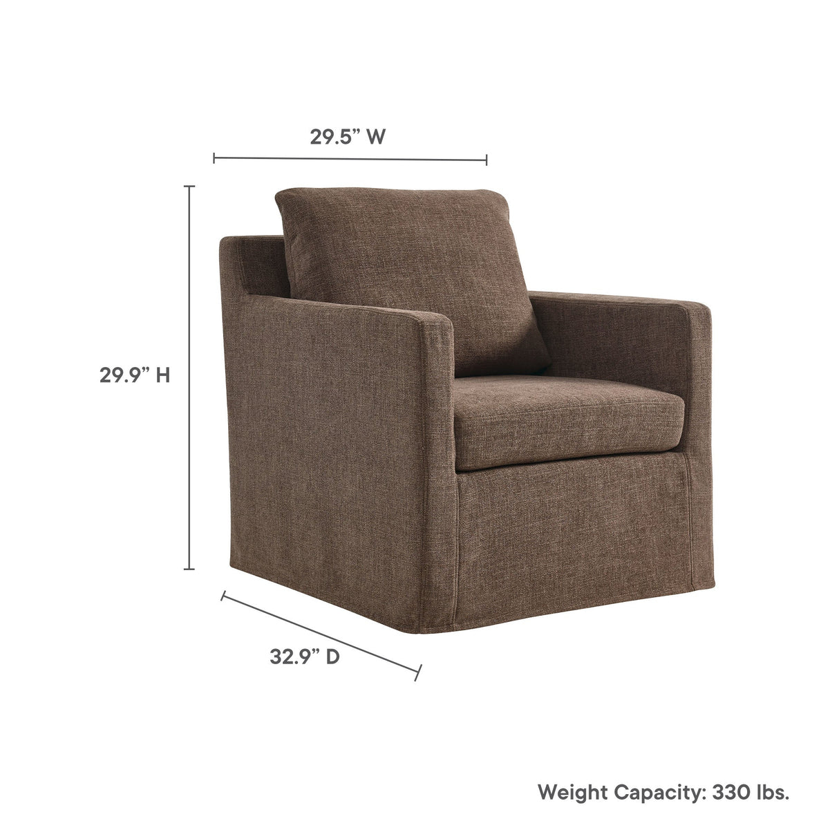30 Inch Modern Fabric Slipcovered Swivel Armchair