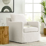 30 Inch Modern Fabric Slipcovered Swivel Armchair