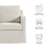 30 Inch Modern Fabric Slipcovered Swivel Armchair
