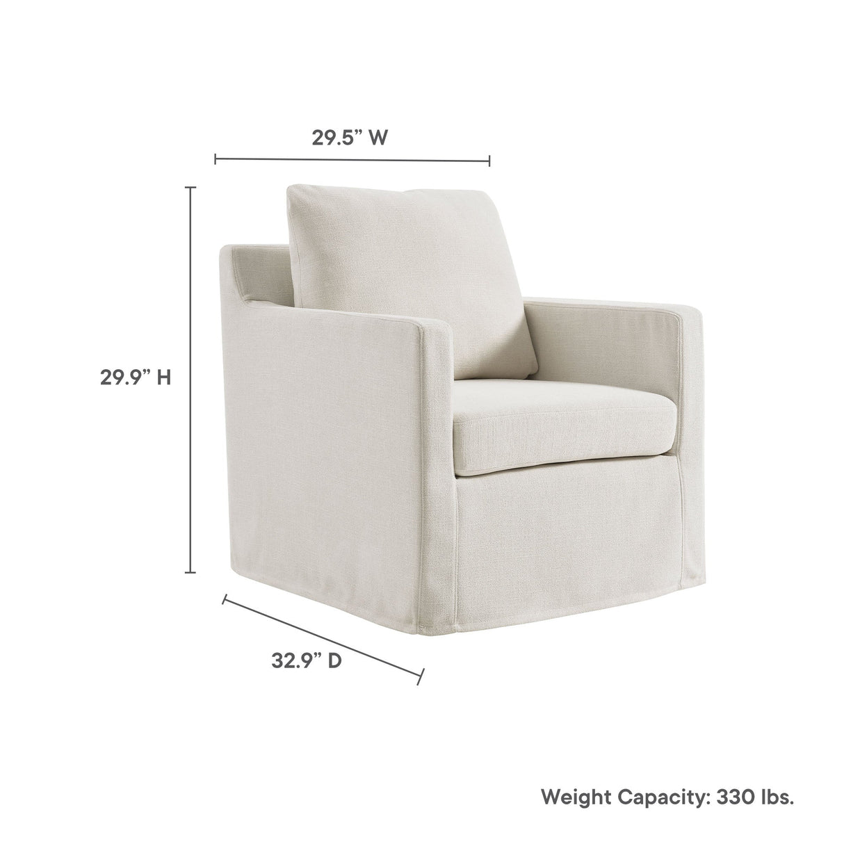 30 Inch Modern Fabric Slipcovered Swivel Armchair