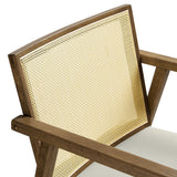 31 Inch Mid-Century Modern Vegan Leather and Cane Accent Armchair - Set of 2