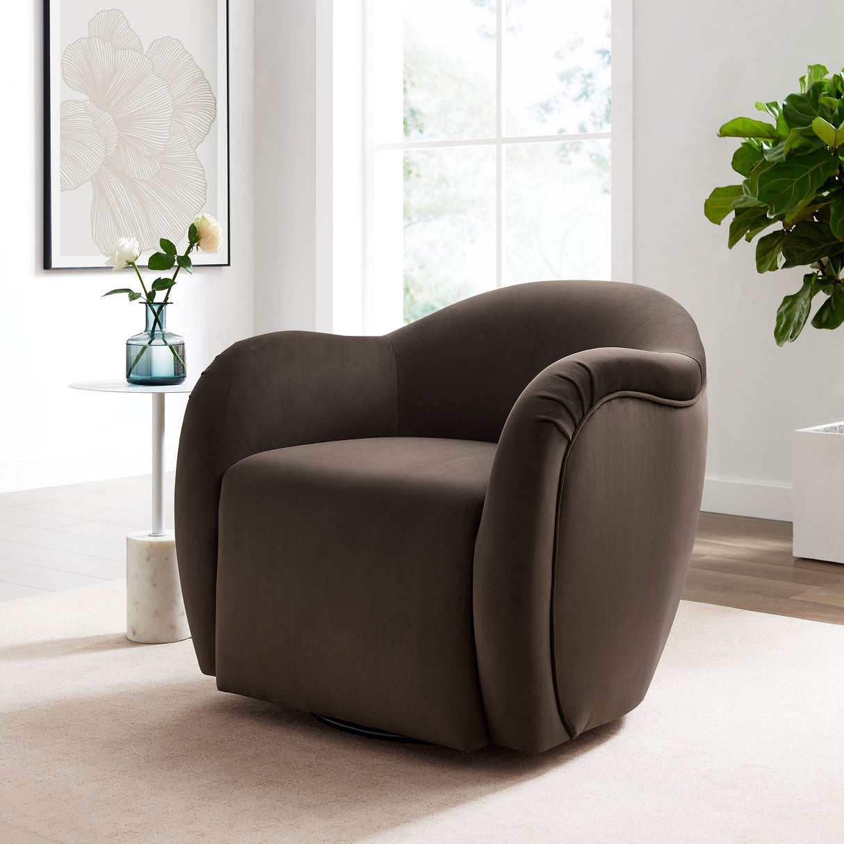 31 Inch Performance Velvet Swivel Armchair