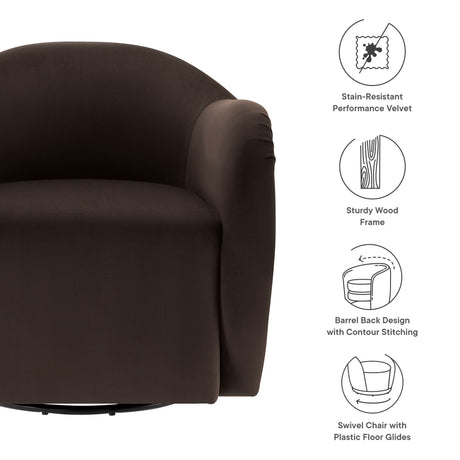 31 Inch Performance Velvet Swivel Armchair