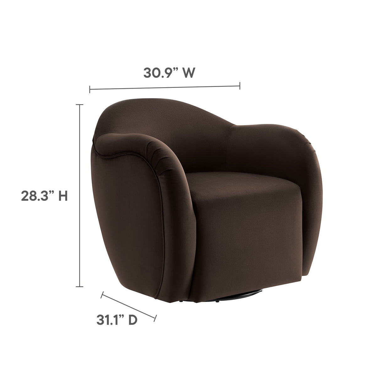 31 Inch Performance Velvet Swivel Armchair