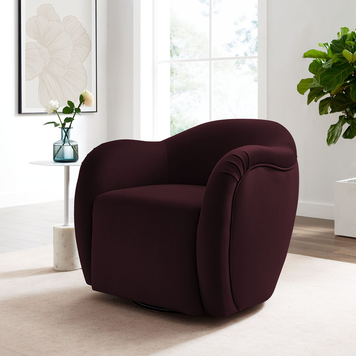 31 Inch Performance Velvet Swivel Armchair