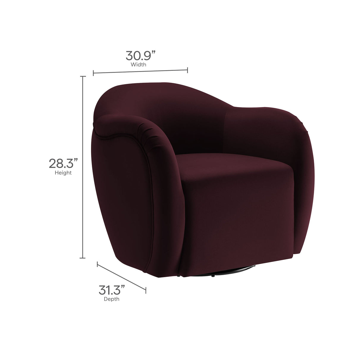 31 Inch Performance Velvet Swivel Armchair