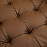 36 Inch Tufted Vegan Leather Accent Armchair with Bolster Pillows