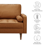 36 Inch Tufted Vegan Leather Accent Armchair with Bolster Pillows