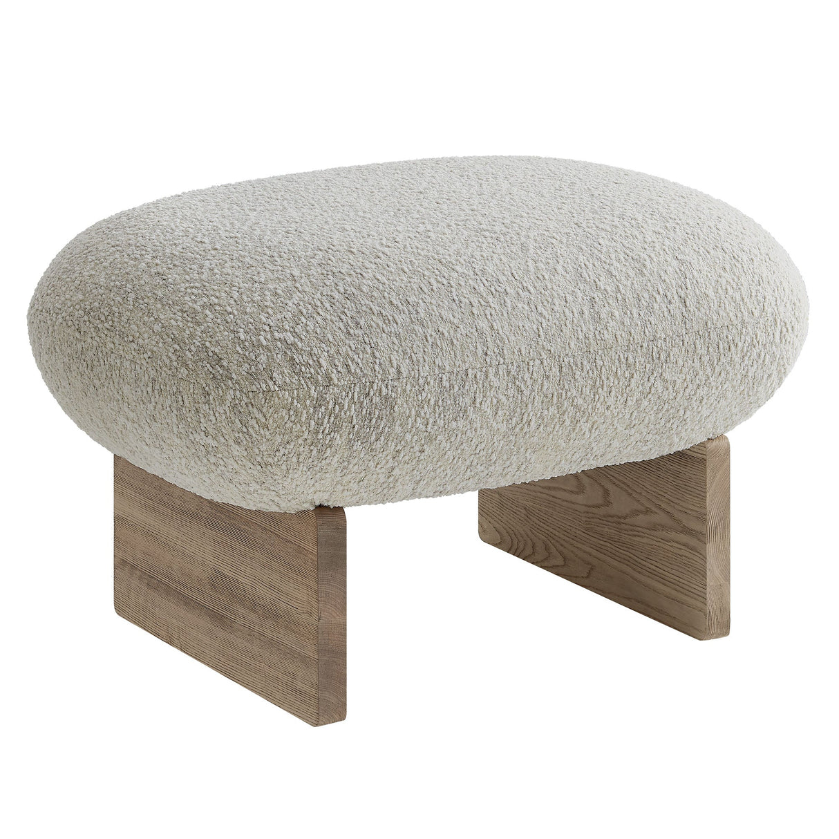 32 Inch Rounded Boucle Fabric Accent Chair and Ottoman Set