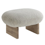 32 Inch Rounded Boucle Fabric Accent Chair and Ottoman Set