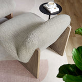 32 Inch Rounded Boucle Fabric Accent Chair and Ottoman Set