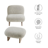 32 Inch Rounded Boucle Fabric Accent Chair and Ottoman Set