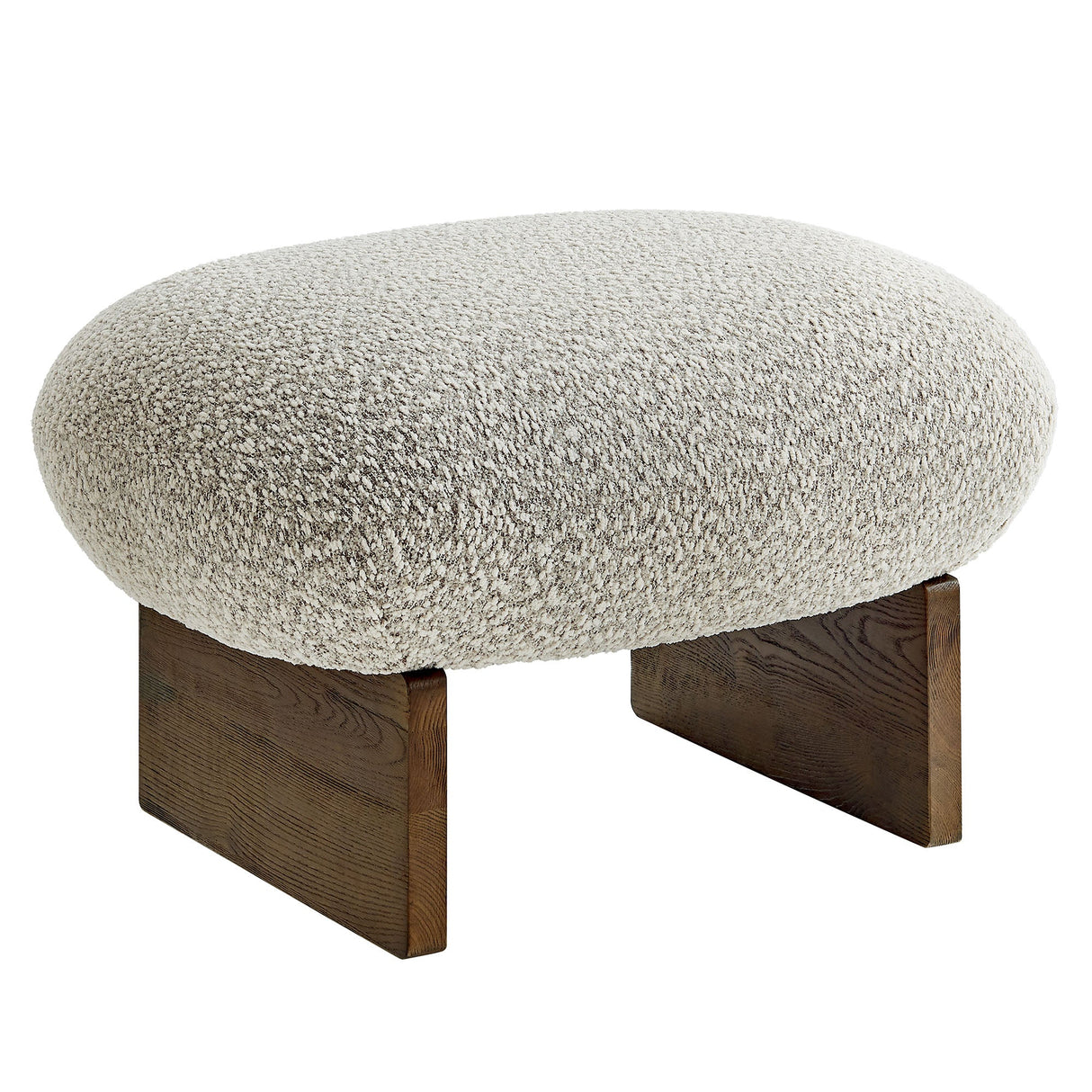 32 Inch Rounded Boucle Fabric Accent Chair and Ottoman Set