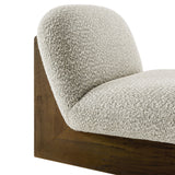 32 Inch Rounded Boucle Fabric Accent Chair and Ottoman Set