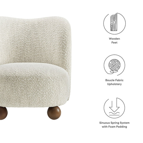 28 Inch Boucle Fabric Accent Chair