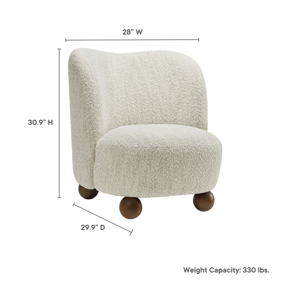 28 Inch Boucle Fabric Accent Chair