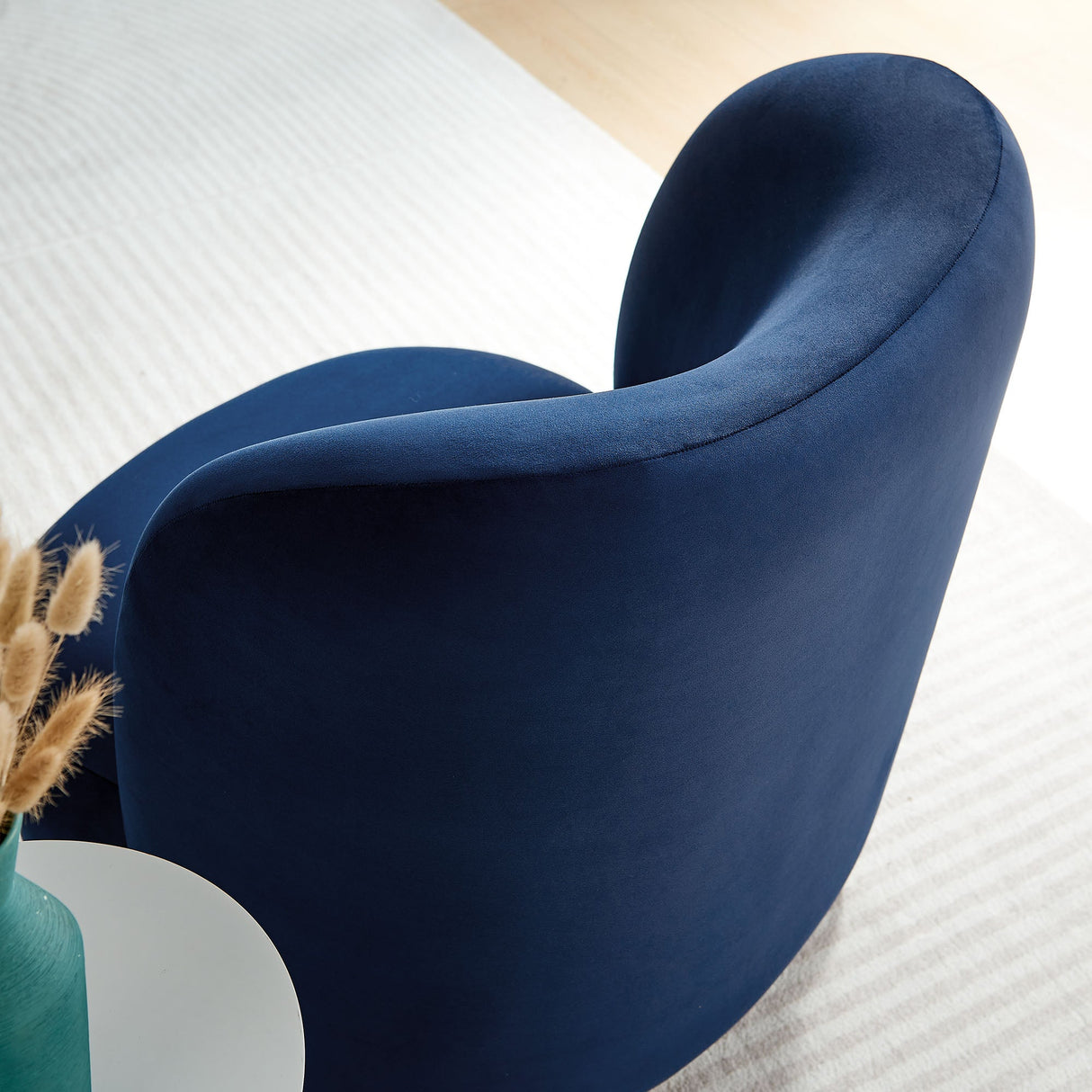 28 Inch Performance Velvet Curved Barrel Accent Chair