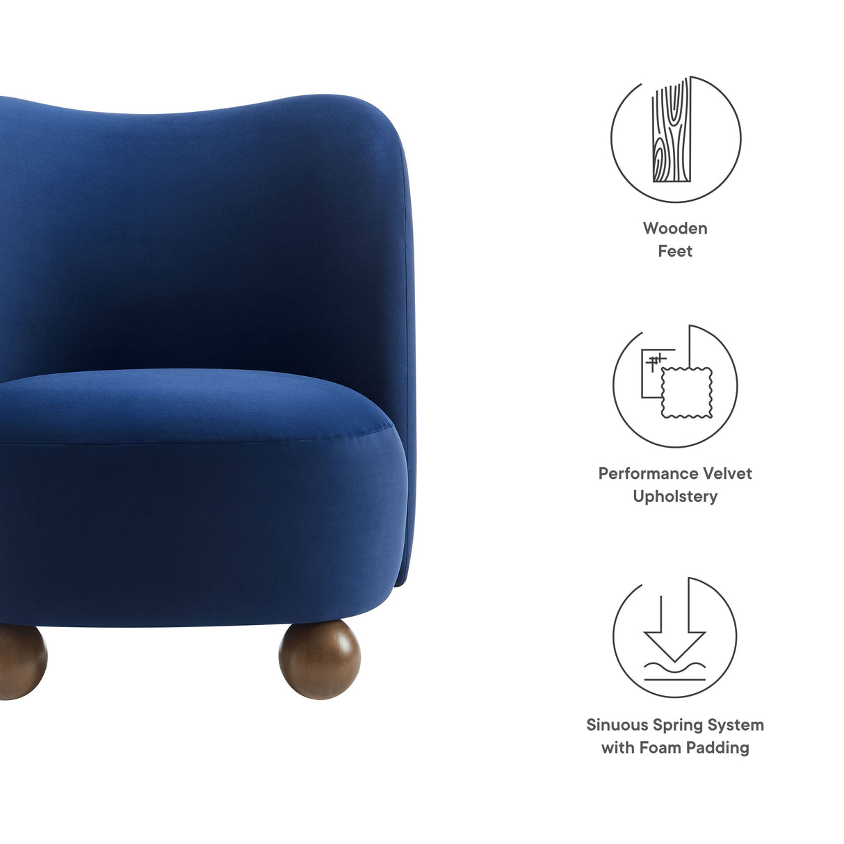 28 Inch Performance Velvet Curved Barrel Accent Chair
