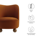 28 Inch Performance Velvet Curved Barrel Accent Chair