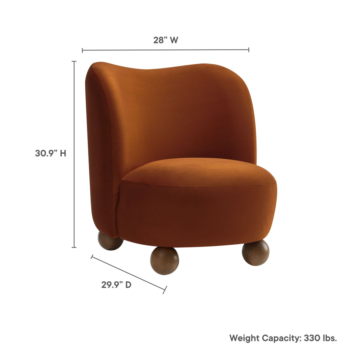 28 Inch Performance Velvet Curved Barrel Accent Chair