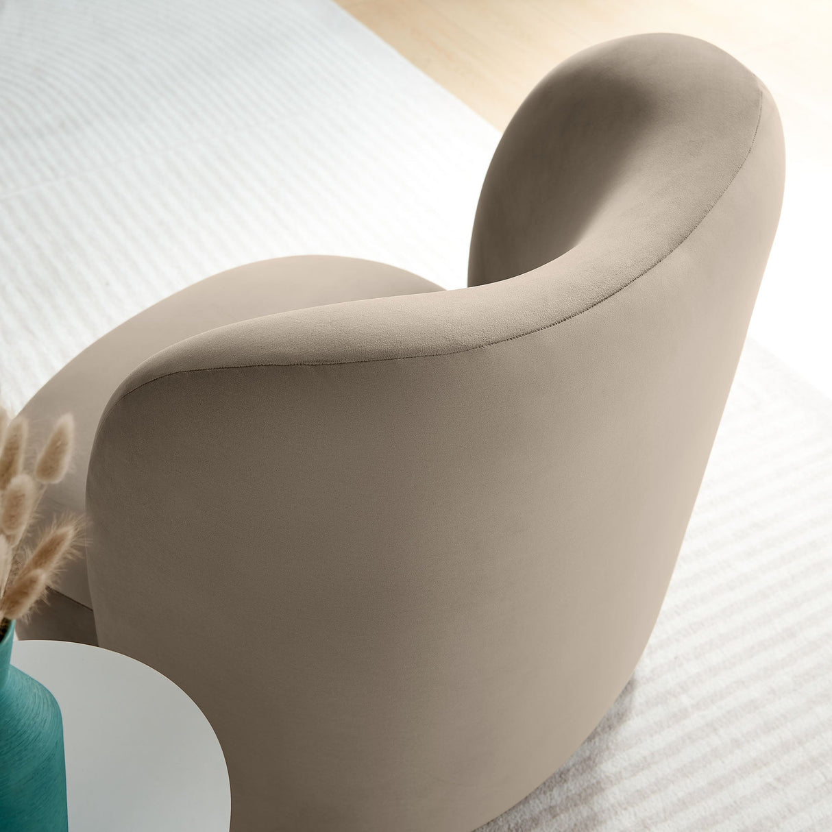 28 Inch Performance Velvet Curved Barrel Accent Chair
