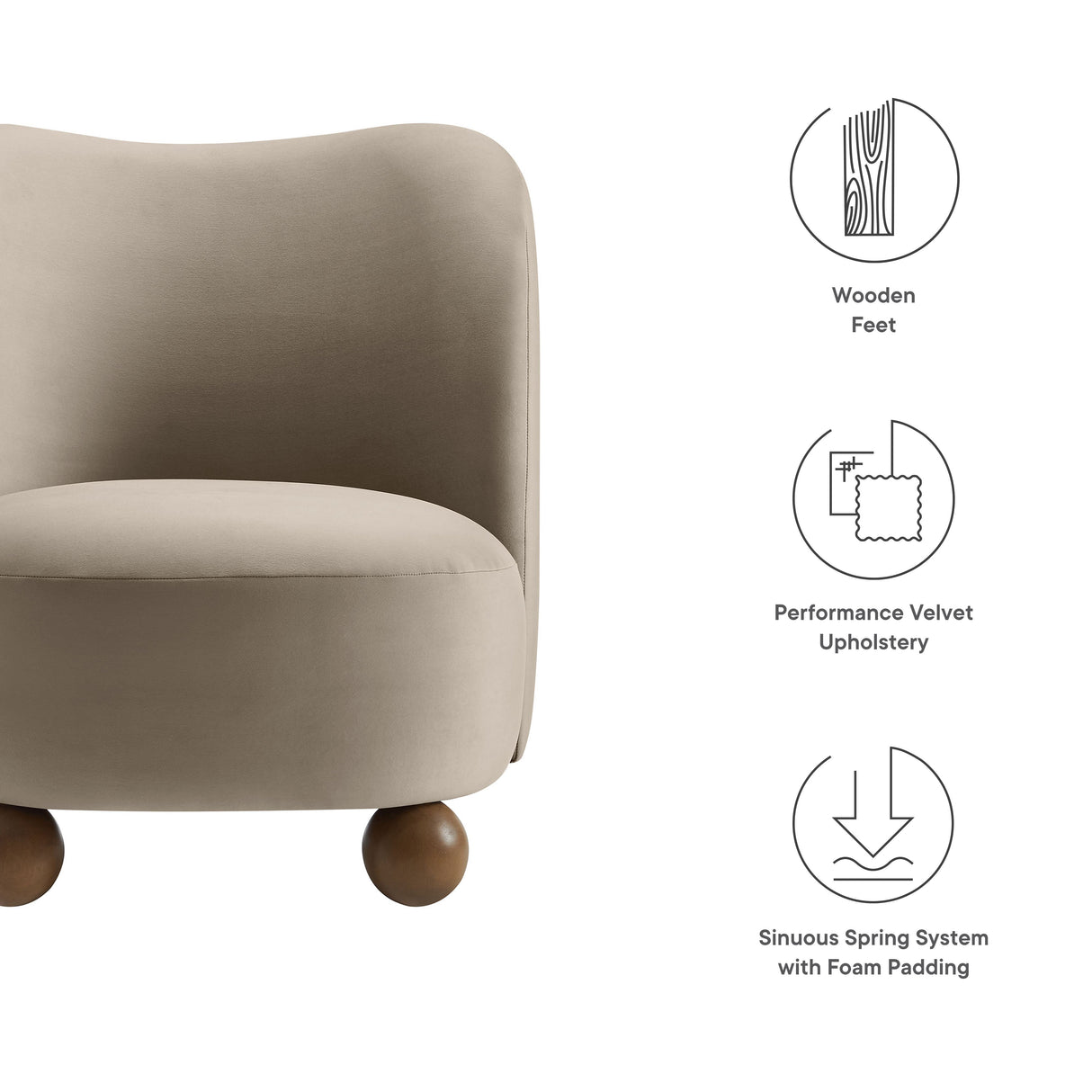 28 Inch Performance Velvet Curved Barrel Accent Chair
