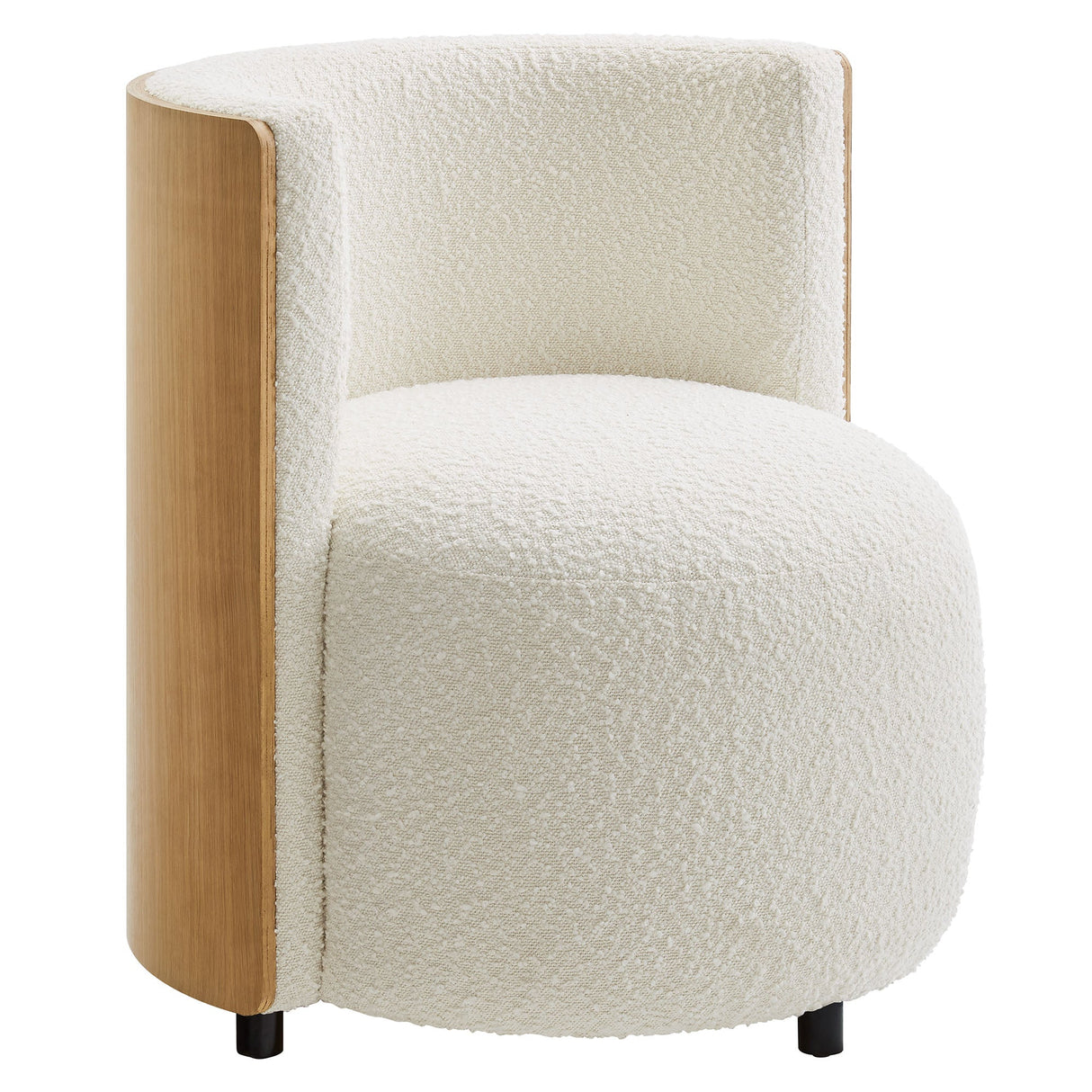 28 Inch Boucle Fabric Barrel Accent Chair in Natural Ivory