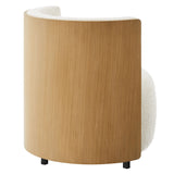 28 Inch Boucle Fabric Barrel Accent Chair in Natural Ivory