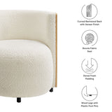 28 Inch Boucle Fabric Barrel Accent Chair in Natural Ivory